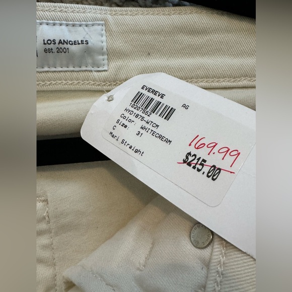 Evereve AG Mari High Rise Straight Leg Jean in size 31 in white cream - Picture 12 of 12